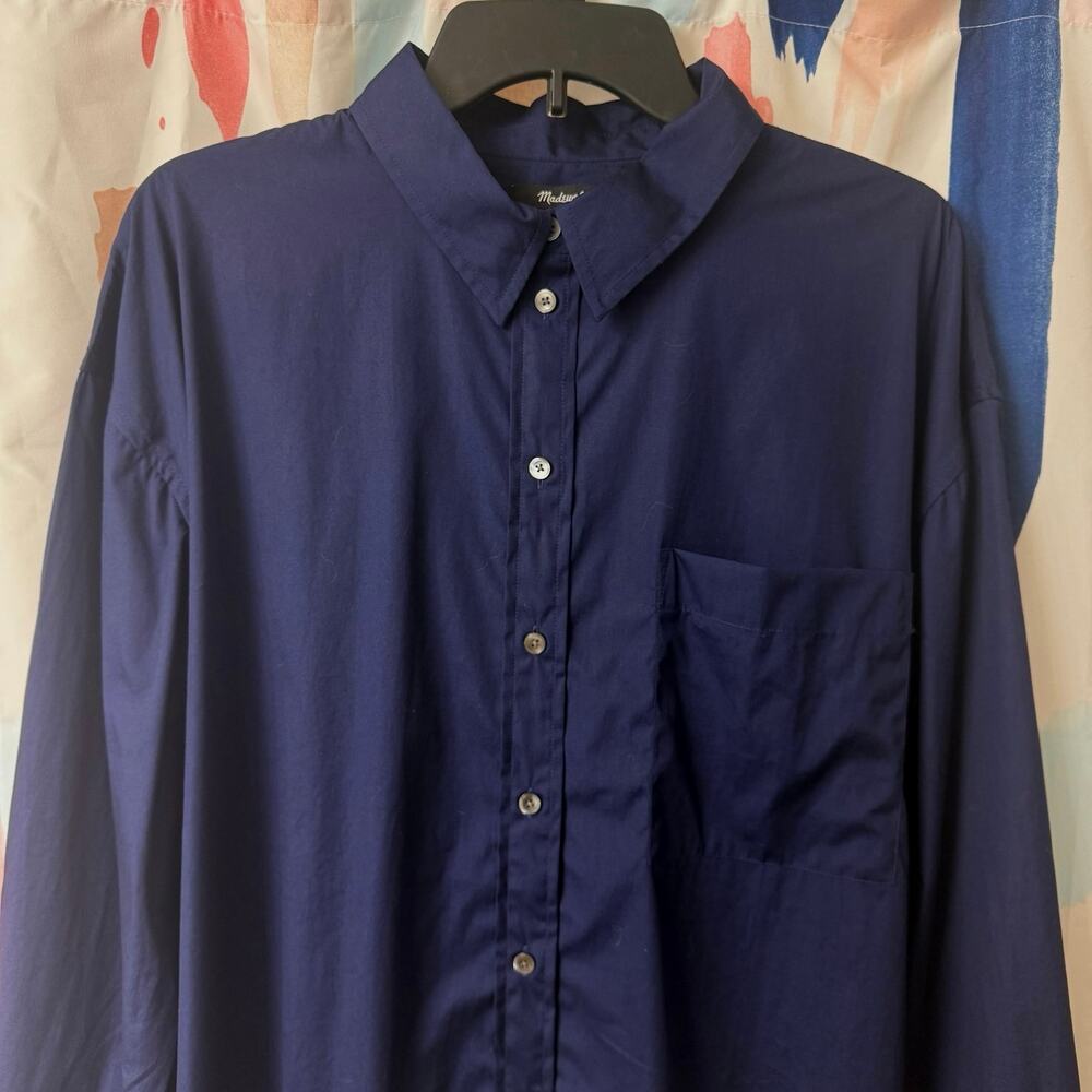 Madewell Relaxed Button-Up Shirt in Deep Cobalt Blue Size XXL - Picture 7 of 14